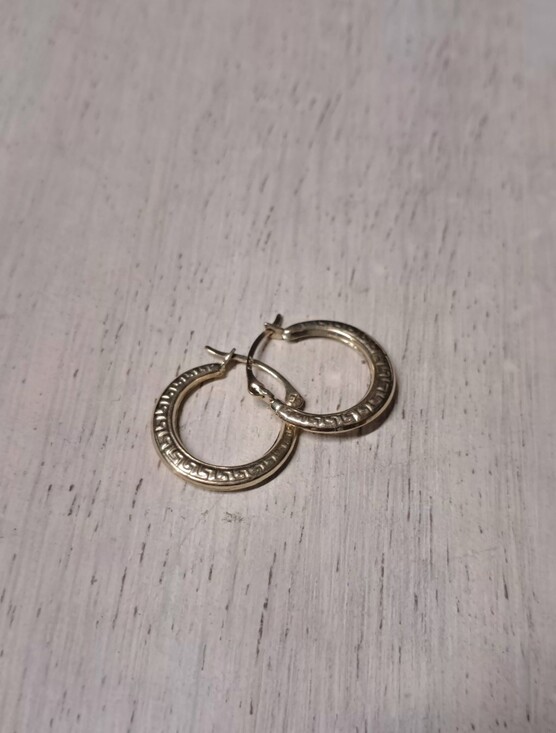 Jewelry - 10K Gold Greek Meander Hoop Earrings NWT